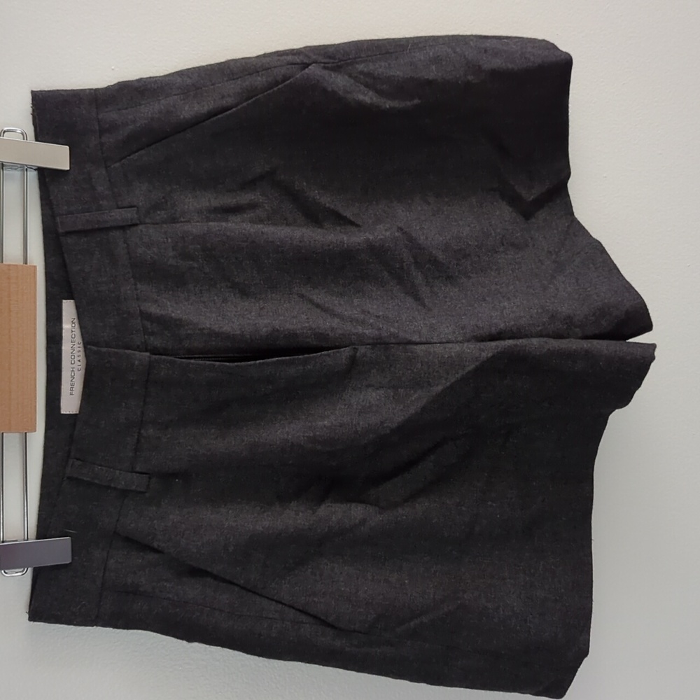 French Connection. Dark grey, wool blend, high waisted shorts.